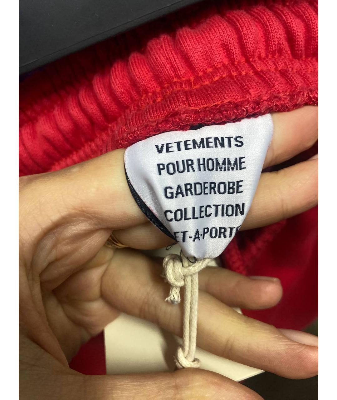 VETEMENTS Красные хлопковые брюки широкие, фото 2