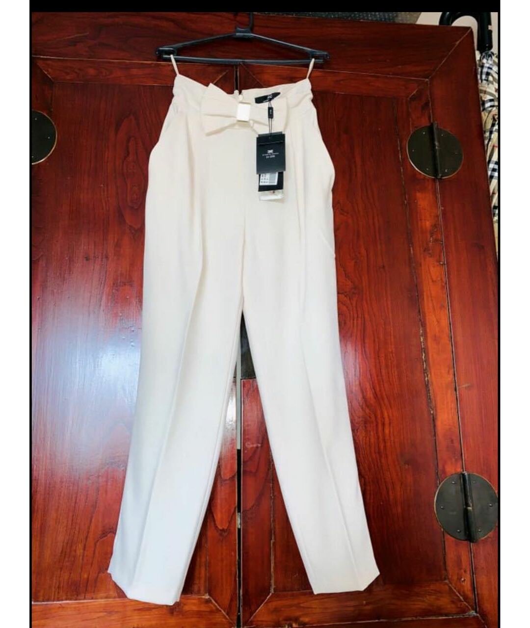 ELISABETTA FRANCHI Белые креповые прямые брюки, фото 7