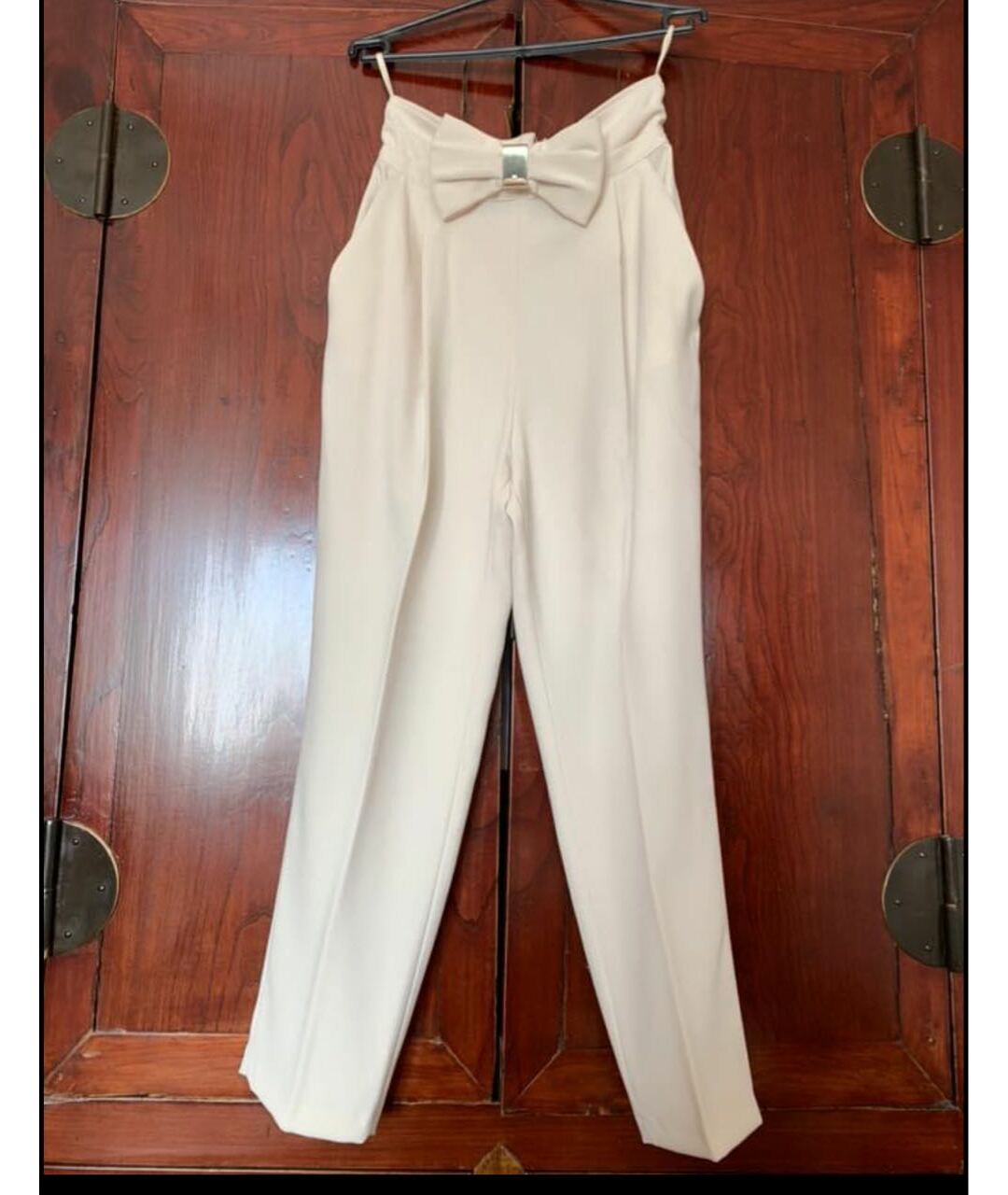 ELISABETTA FRANCHI Белые креповые прямые брюки, фото 2