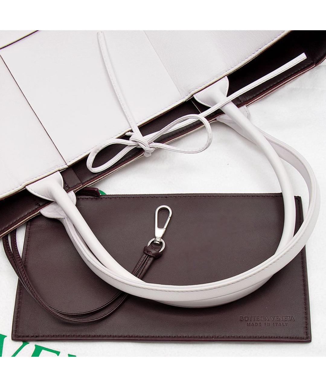 BOTTEGA VENETA Белая кожаная сумка тоут, фото 4