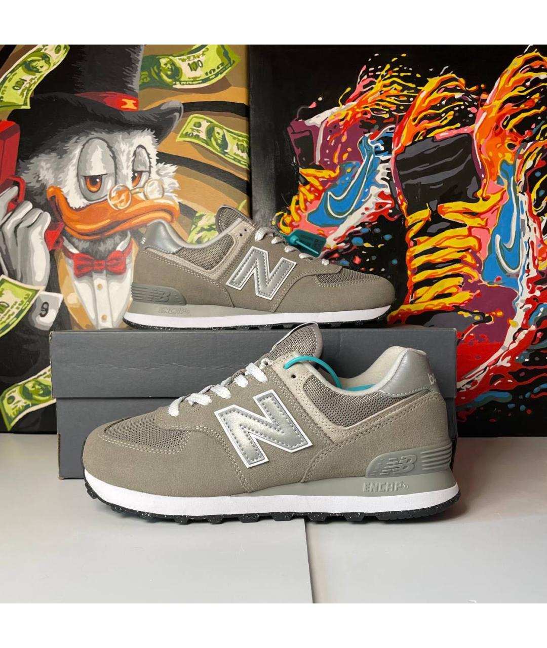 NEW BALANCE Серые замшевые низкие кроссовки / кеды, фото 5