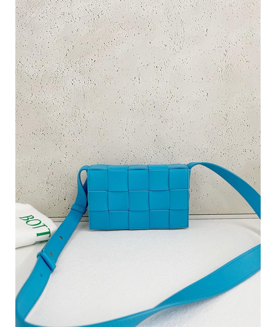 BOTTEGA VENETA Голубая кожаная сумка через плечо, фото 7