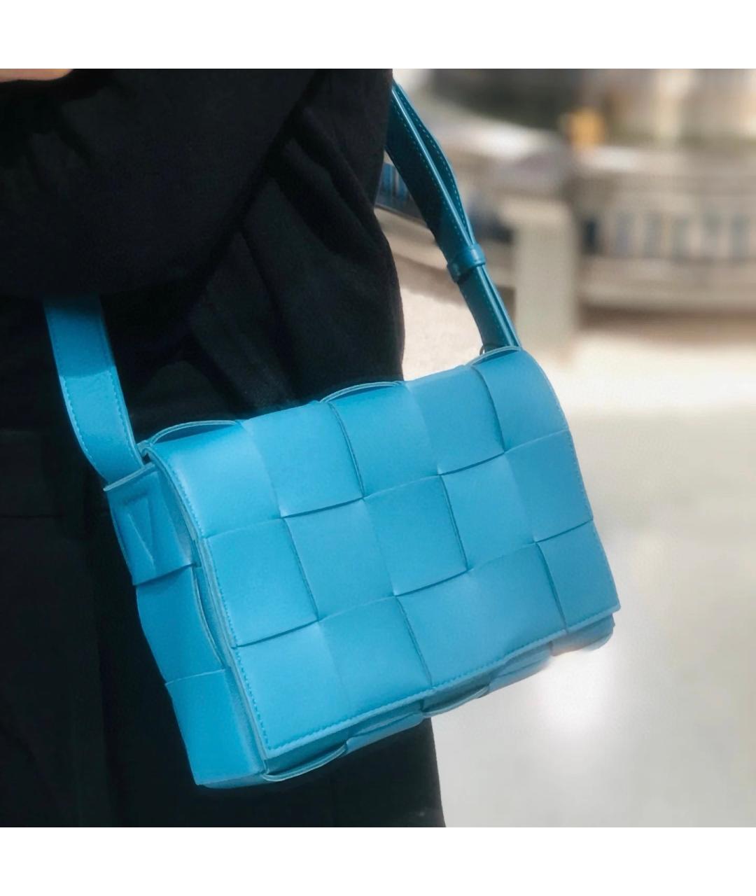 BOTTEGA VENETA Голубая кожаная сумка через плечо, фото 6