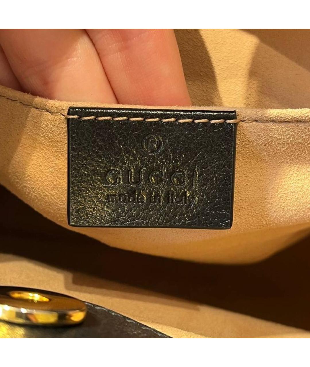 GUCCI Черная кожаная сумка через плечо, фото 6
