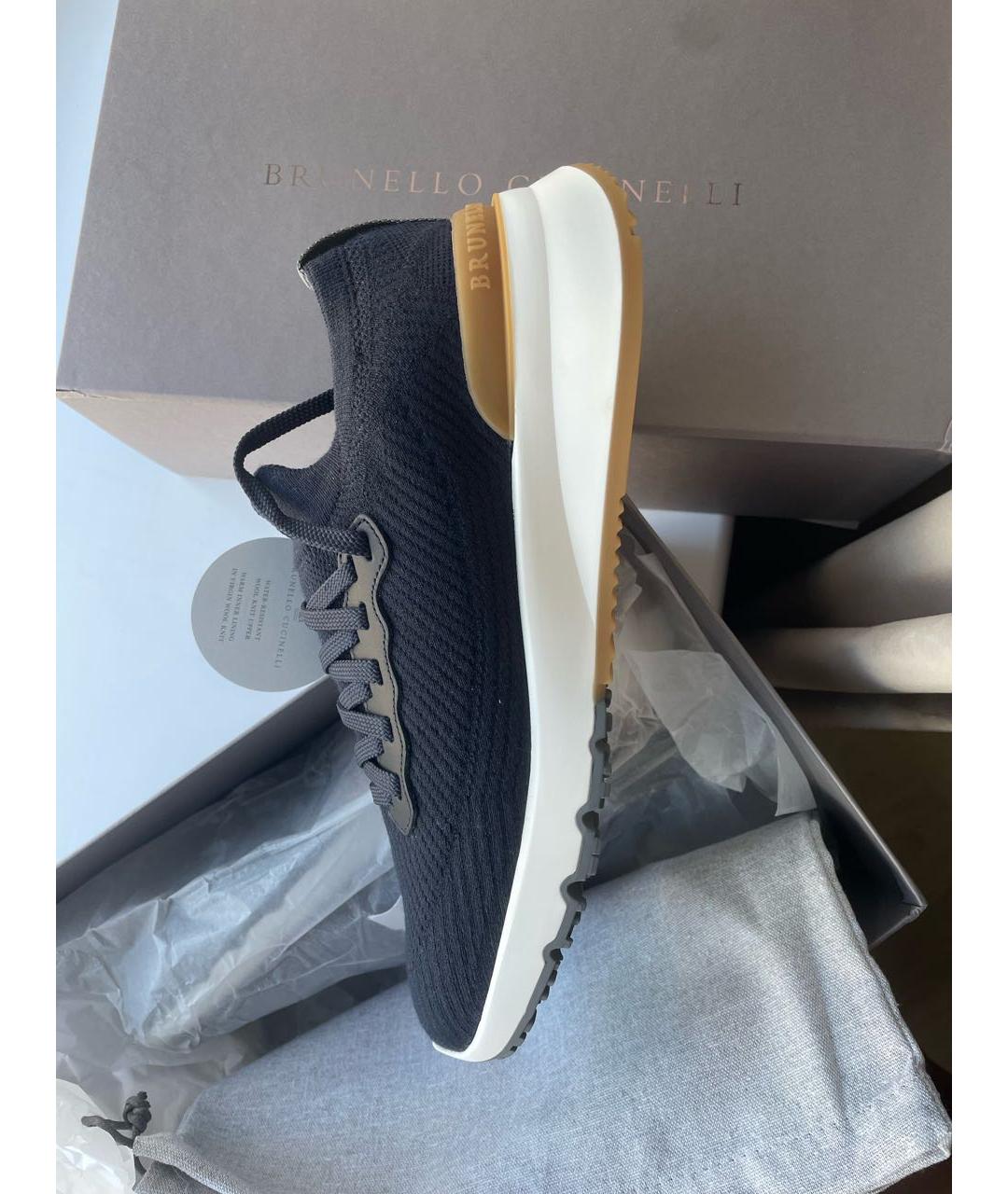 BRUNELLO CUCINELLI Синие текстильные низкие кроссовки / кеды, фото 2