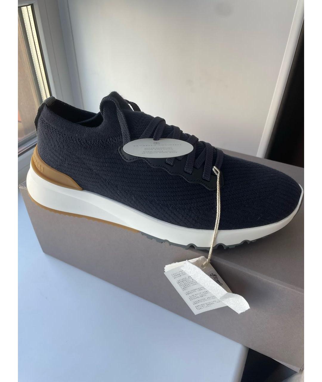 BRUNELLO CUCINELLI Синие текстильные низкие кроссовки / кеды, фото 3