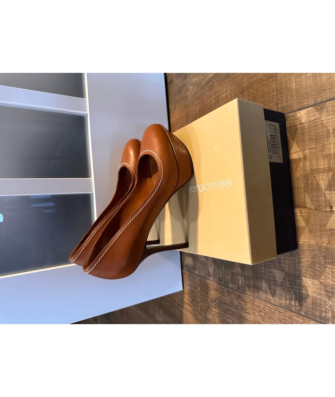 SERGIO ROSSI Коричневые кожаные туфли, фото 6
