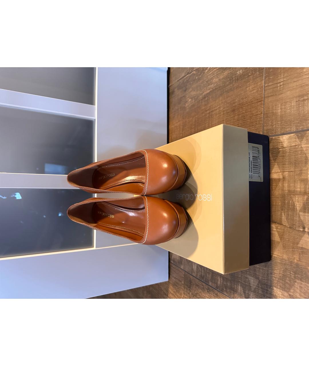 SERGIO ROSSI Коричневые кожаные туфли, фото 2