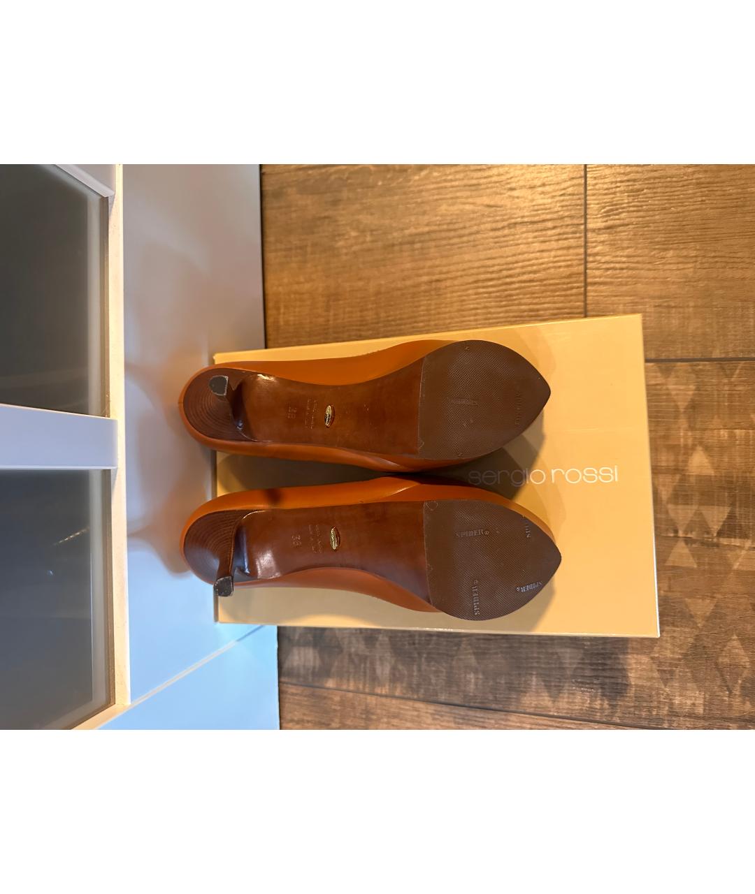 SERGIO ROSSI Коричневые кожаные туфли, фото 3