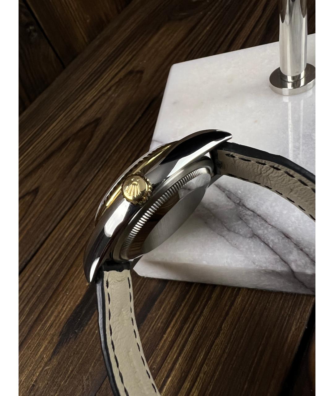ROLEX Черные часы из желтого золота, фото 8