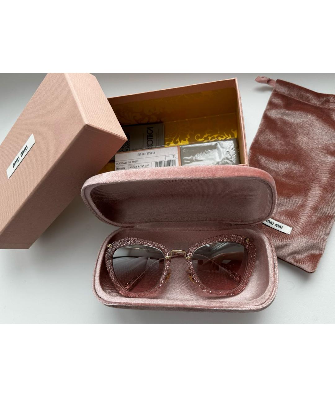MIU MIU Розовые пластиковые солнцезащитные очки, фото 5