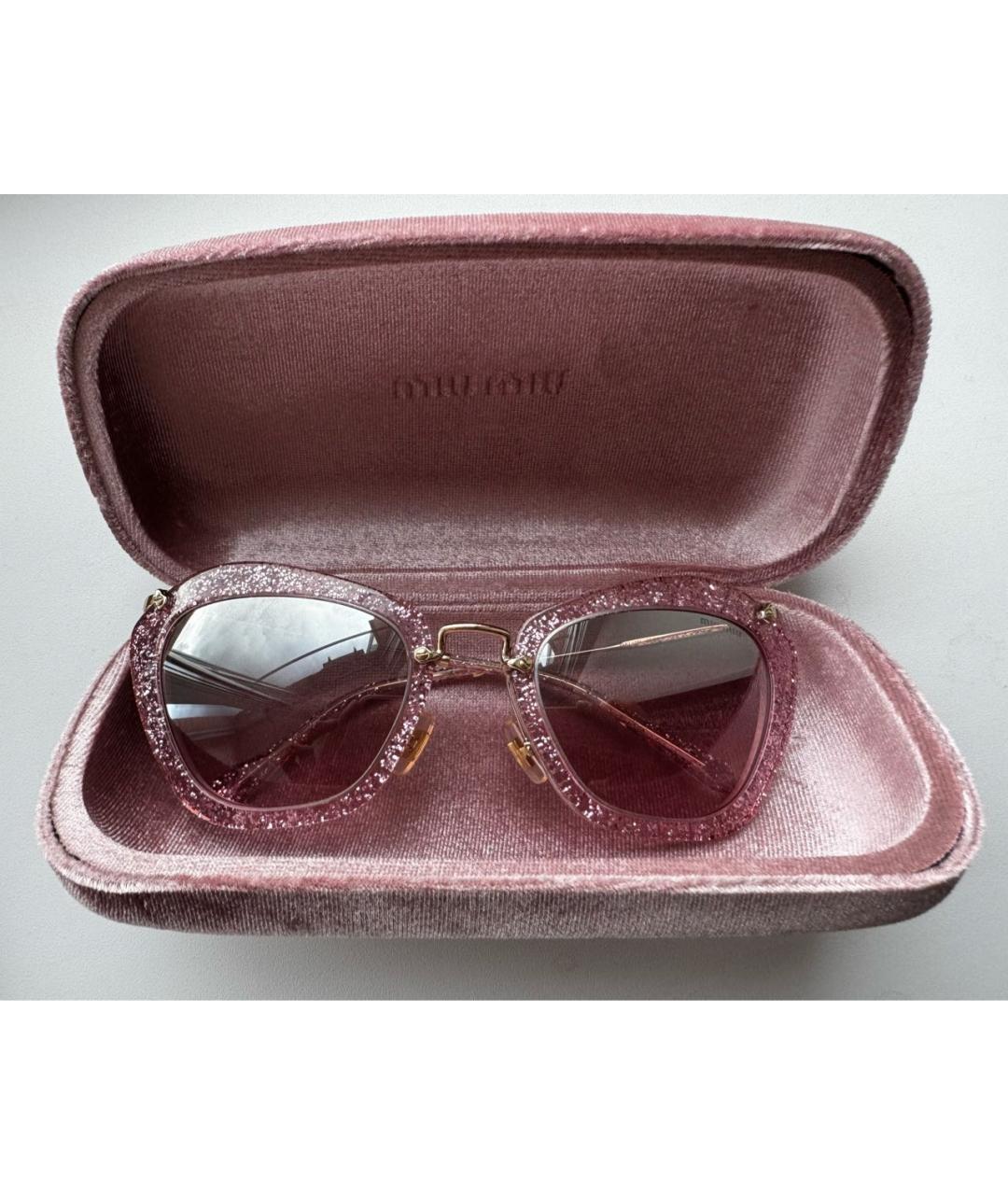 MIU MIU Розовые пластиковые солнцезащитные очки, фото 4
