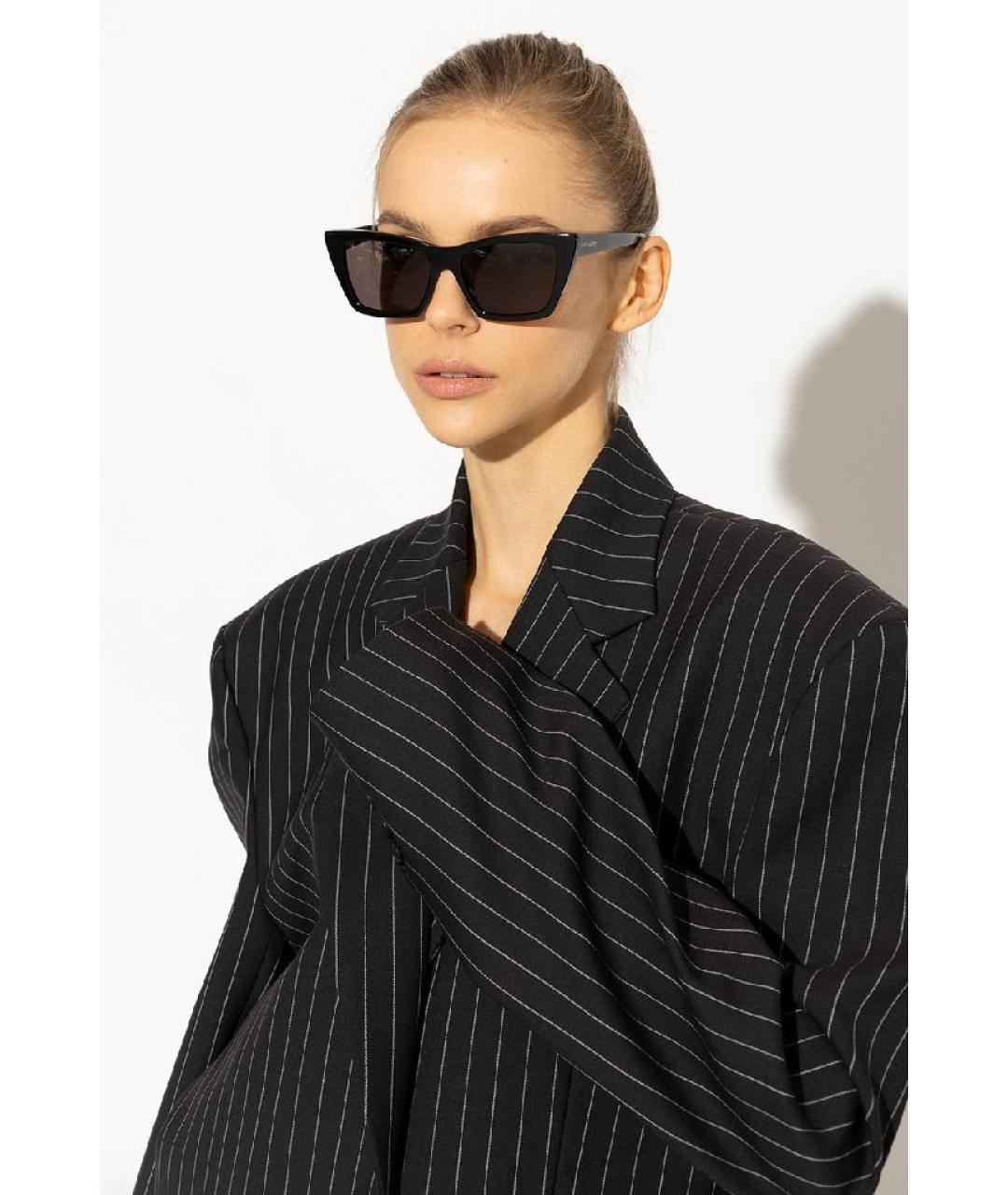 SAINT LAURENT Черные пластиковые солнцезащитные очки, фото 6