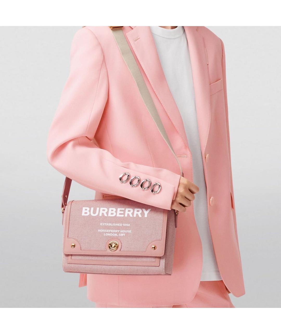 BURBERRY Розовая тканевая сумка через плечо, фото 5