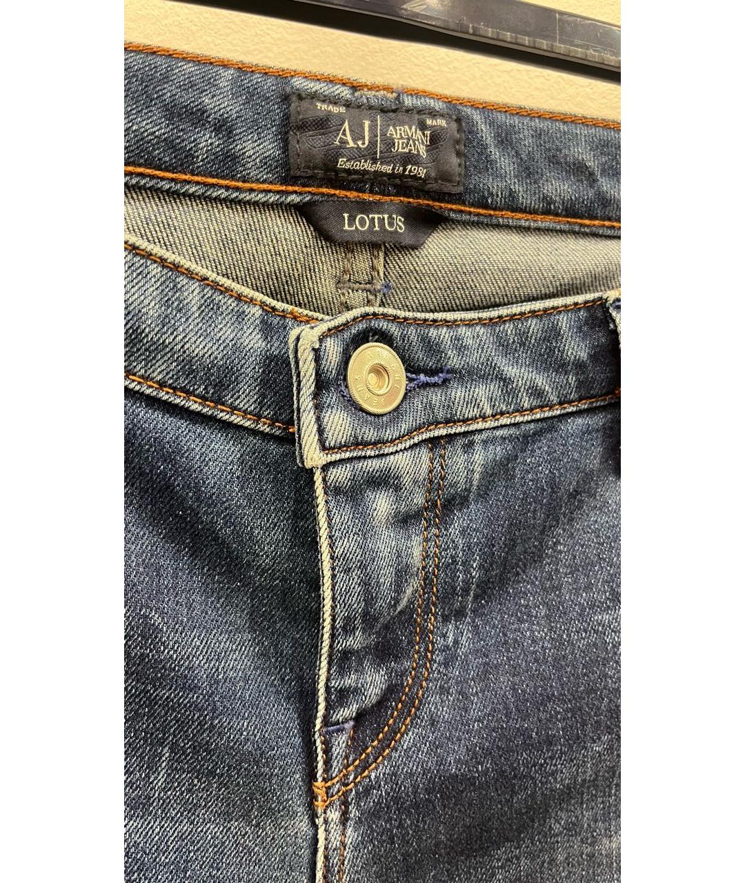 ARMANI JEANS Синие хлопко-эластановые джинсы слим, фото 4