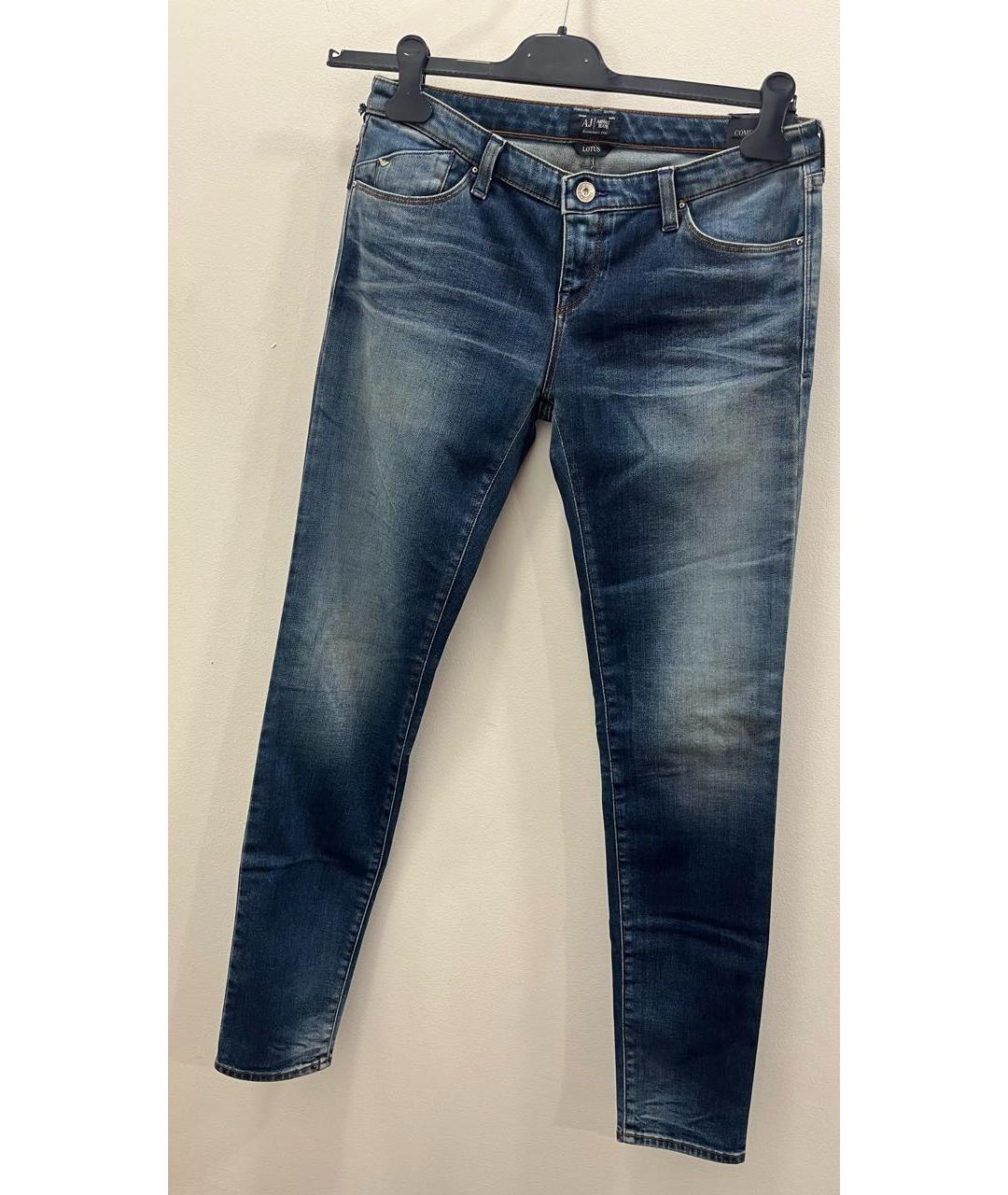 ARMANI JEANS Синие хлопко-эластановые джинсы слим, фото 6