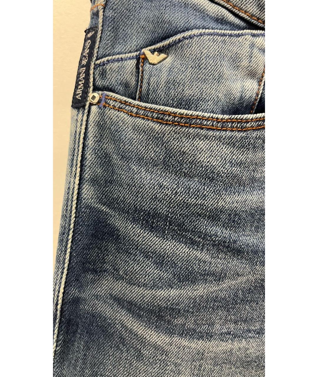 ARMANI JEANS Синие хлопко-эластановые джинсы слим, фото 5