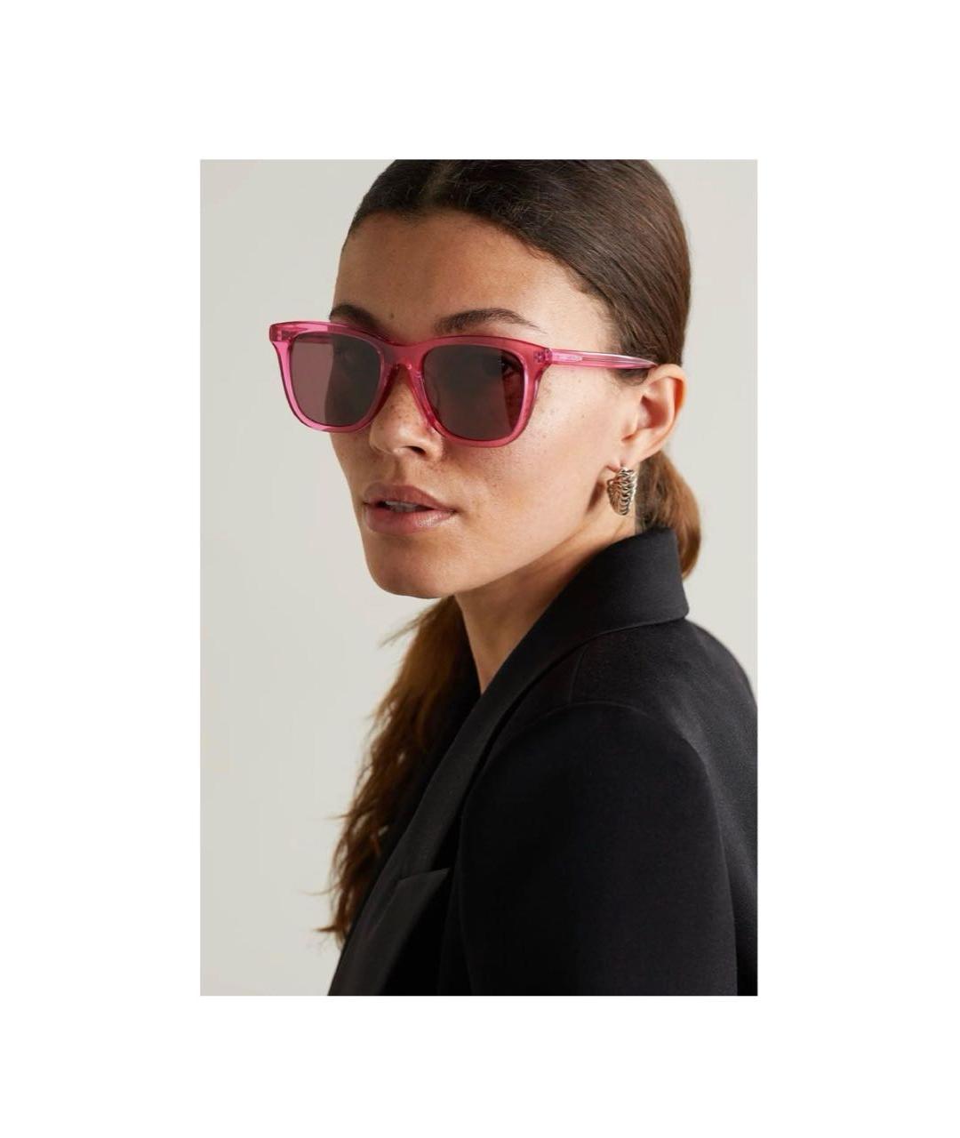 SAINT LAURENT Розовые пластиковые солнцезащитные очки, фото 4