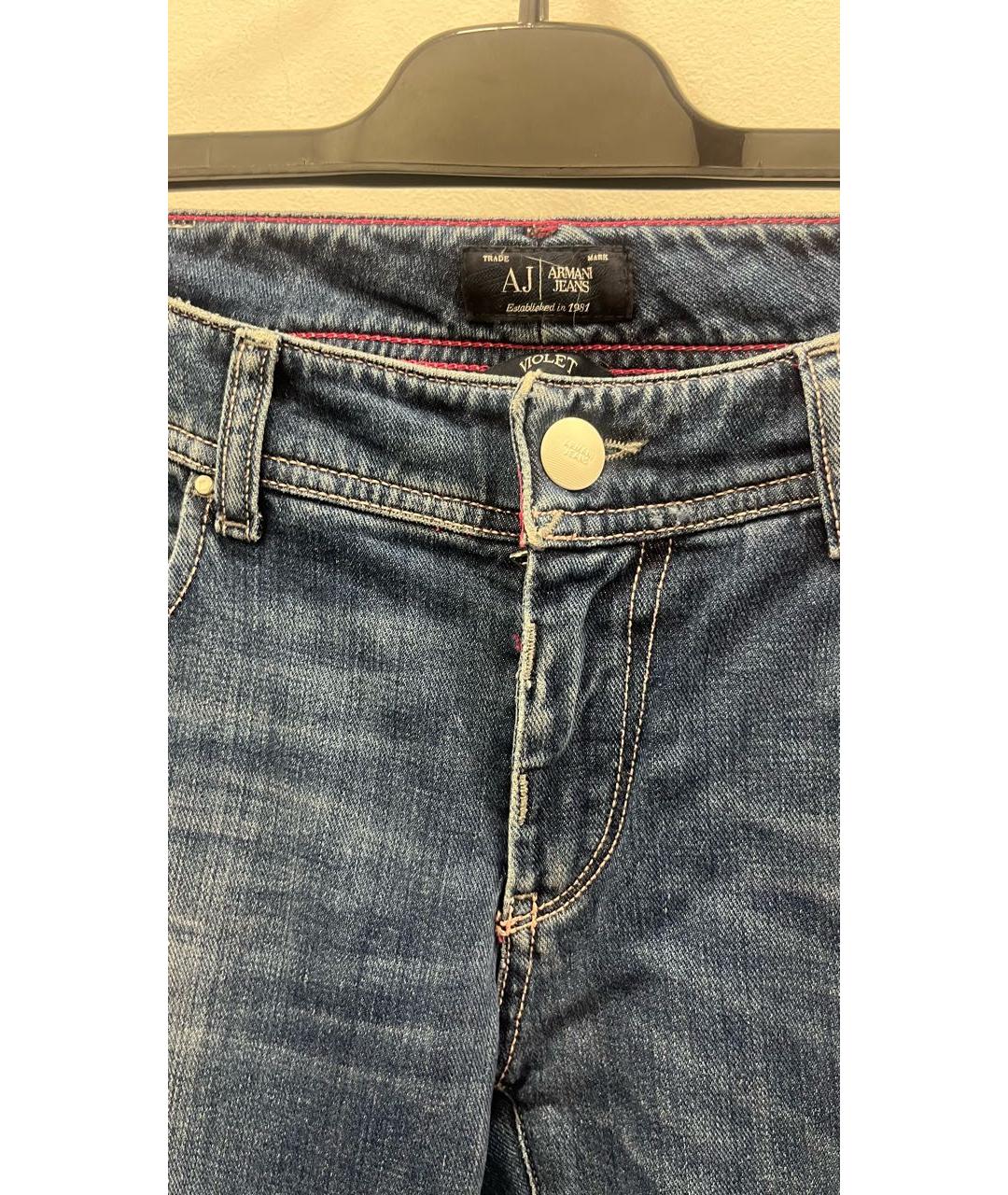 ARMANI JEANS Синие хлопко-эластановые джинсы слим, фото 4