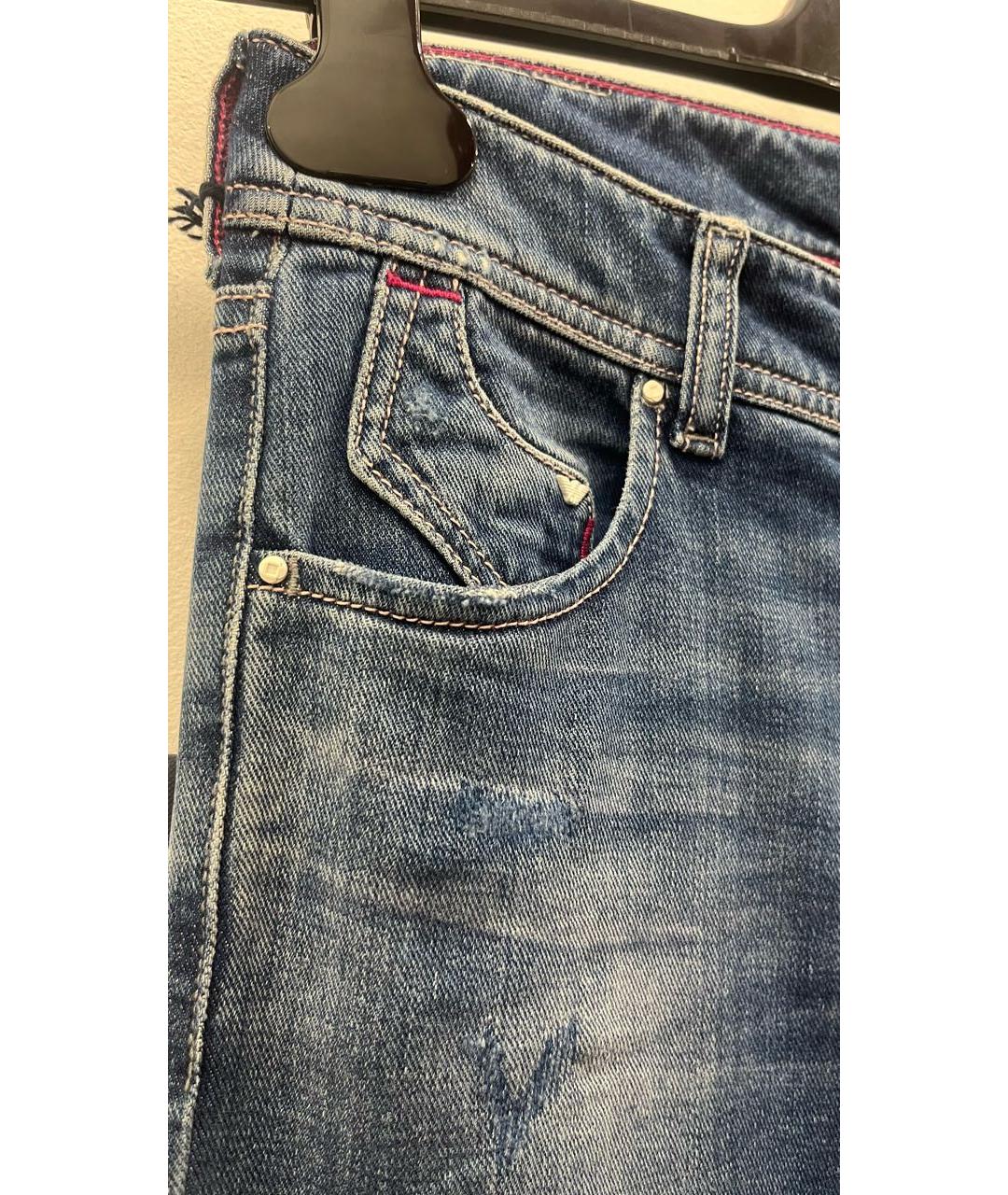 ARMANI JEANS Синие хлопко-эластановые джинсы слим, фото 5