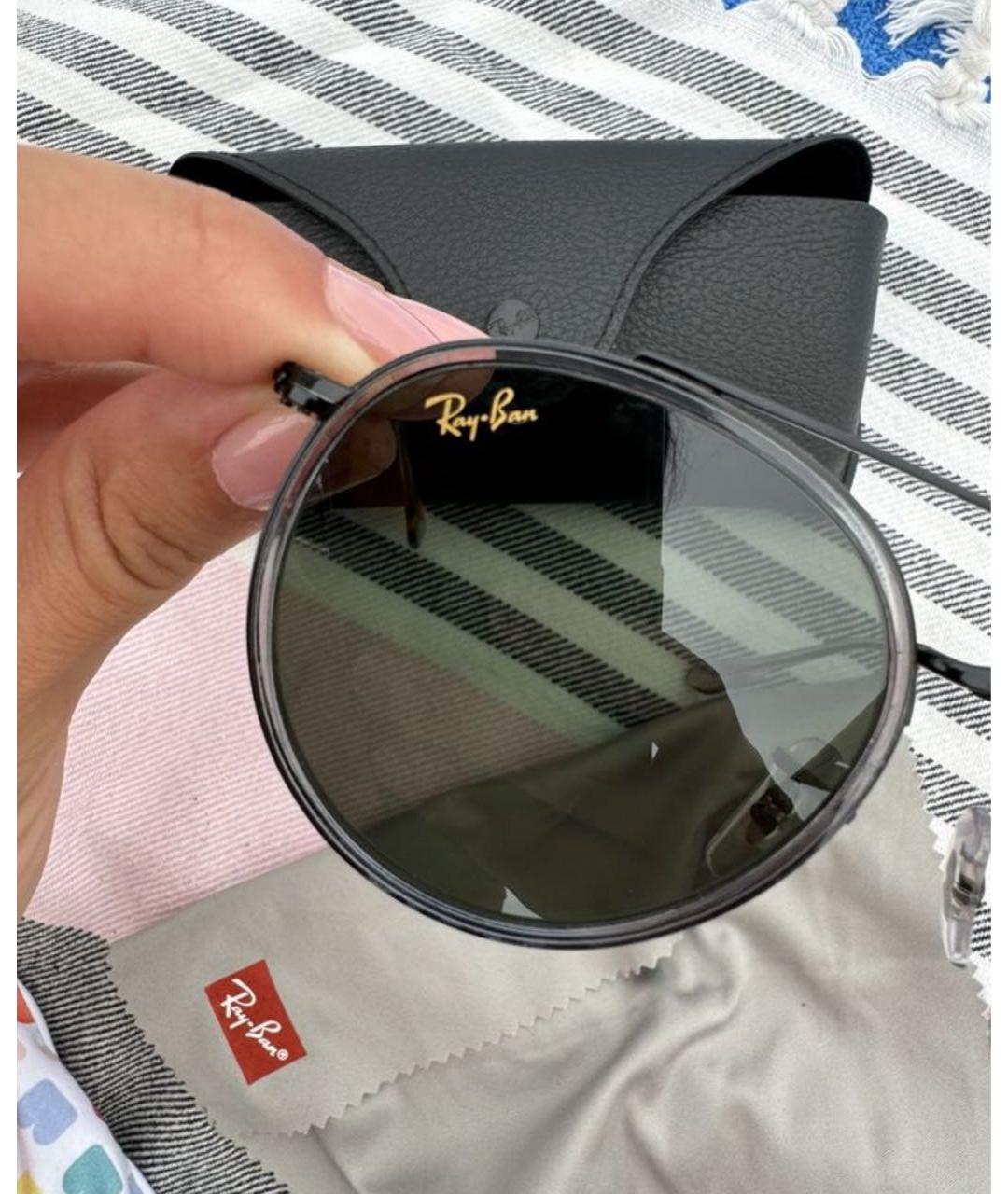 RAY BAN Черные металлические солнцезащитные очки, фото 2