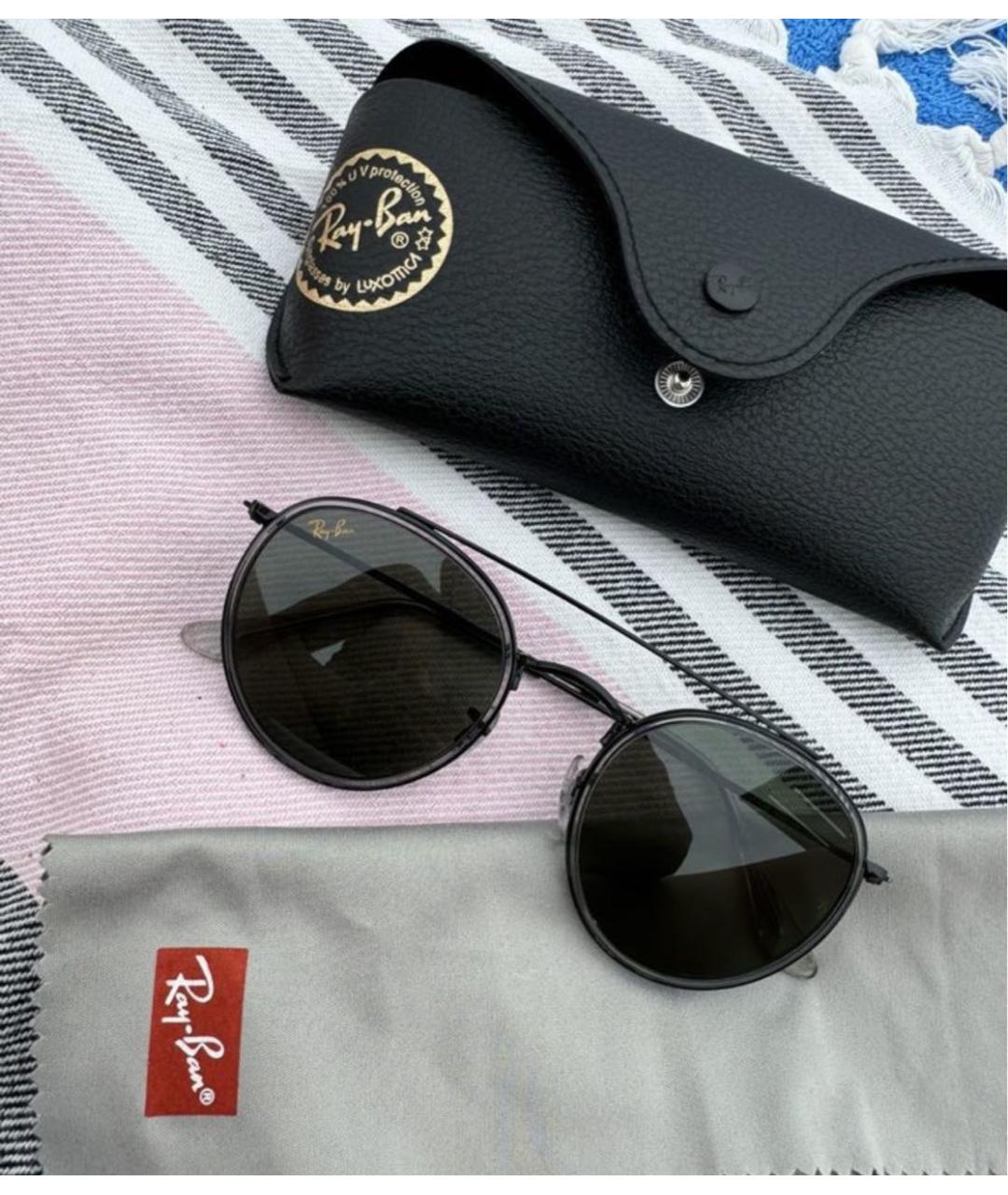 RAY BAN Черные металлические солнцезащитные очки, фото 3