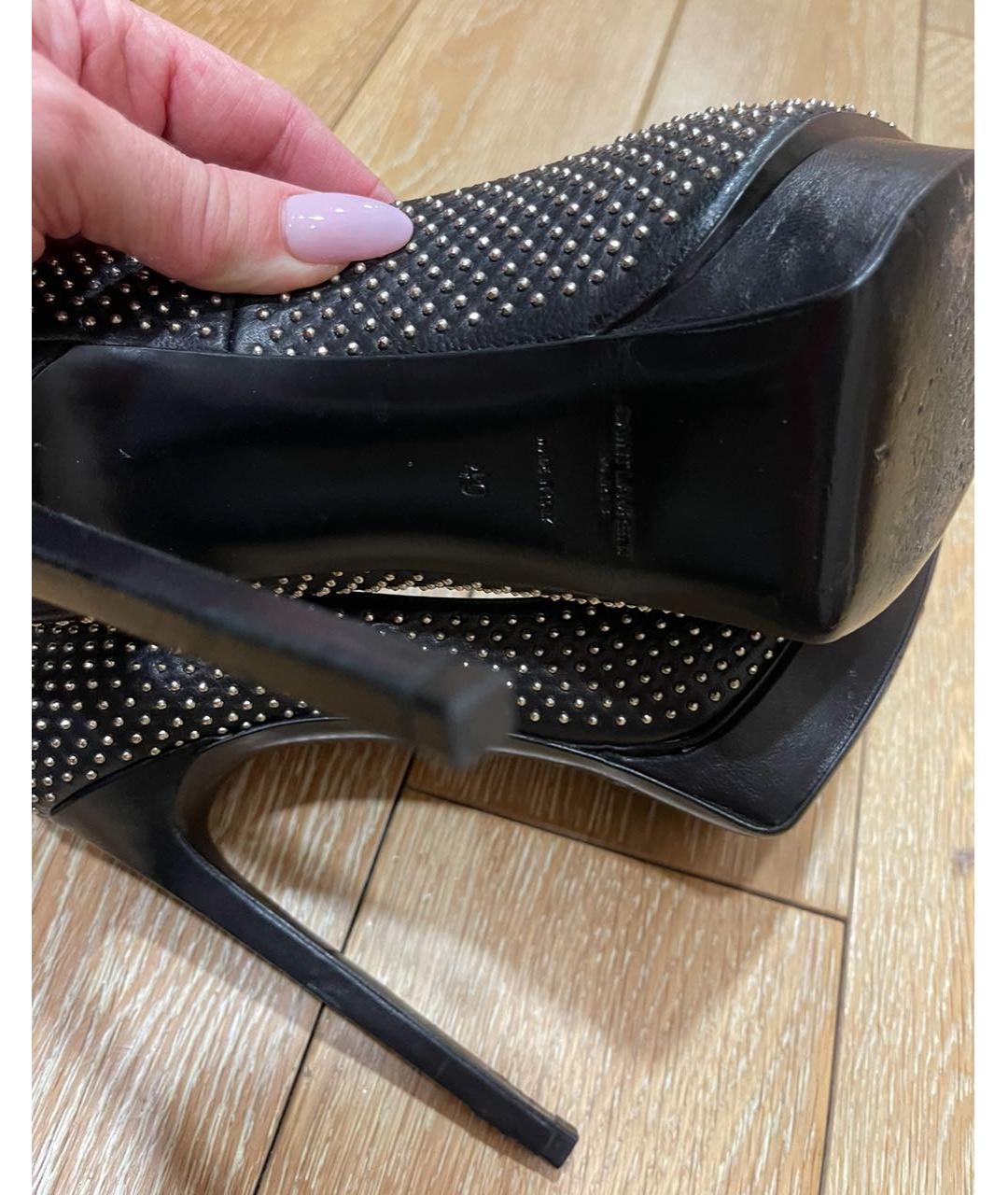 SAINT LAURENT Черные кожаные туфли, фото 4