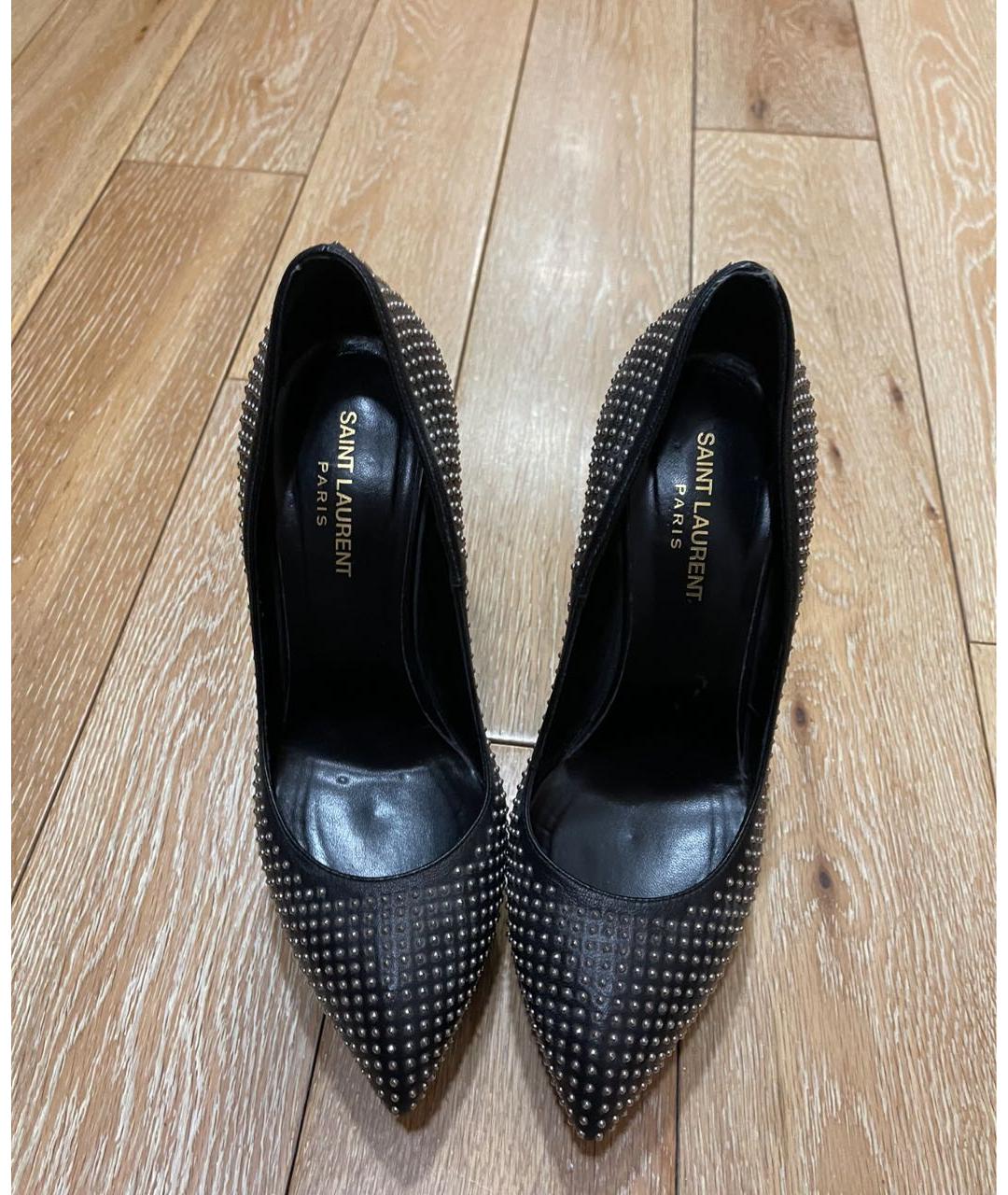 SAINT LAURENT Черные кожаные туфли, фото 2