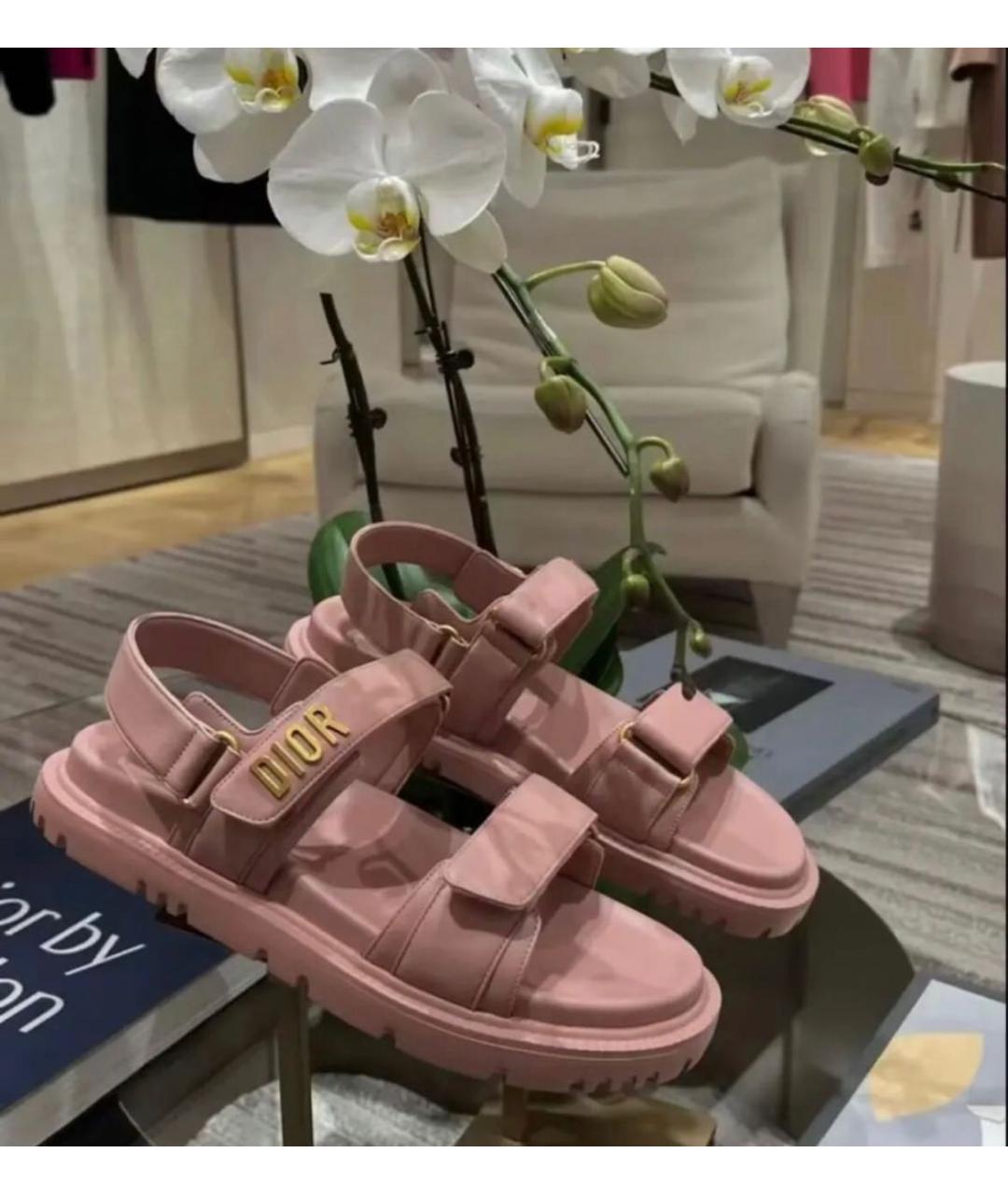 CHRISTIAN DIOR Розовые кожаные сандалии, фото 2