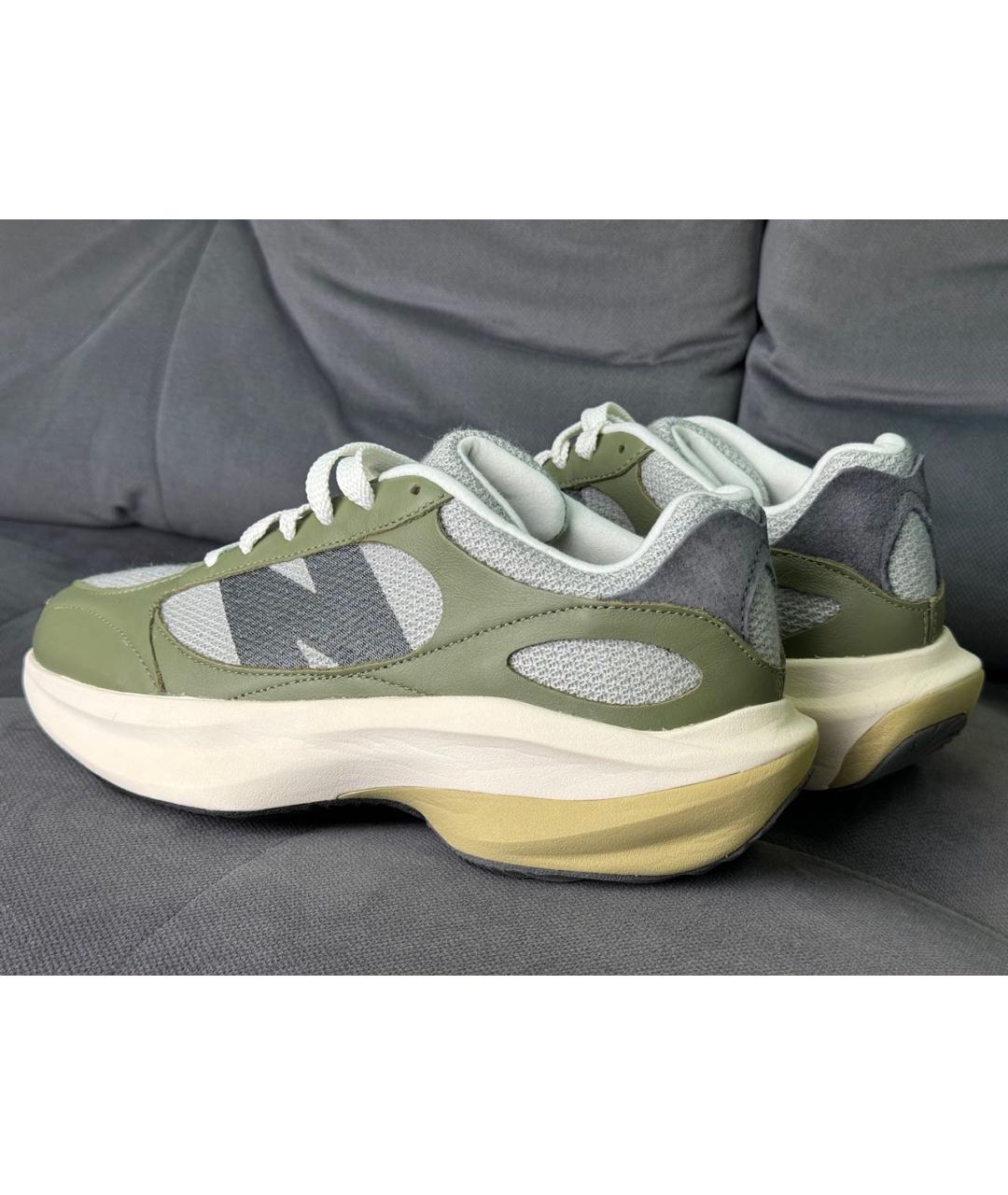 NEW BALANCE Зеленые кожаные низкие кроссовки / кеды, фото 4