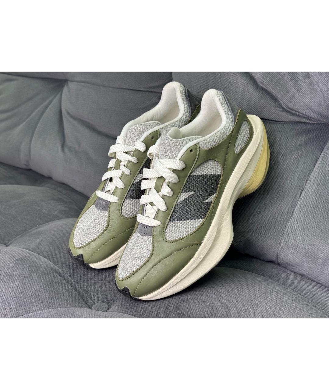 NEW BALANCE Зеленые кожаные низкие кроссовки / кеды, фото 2
