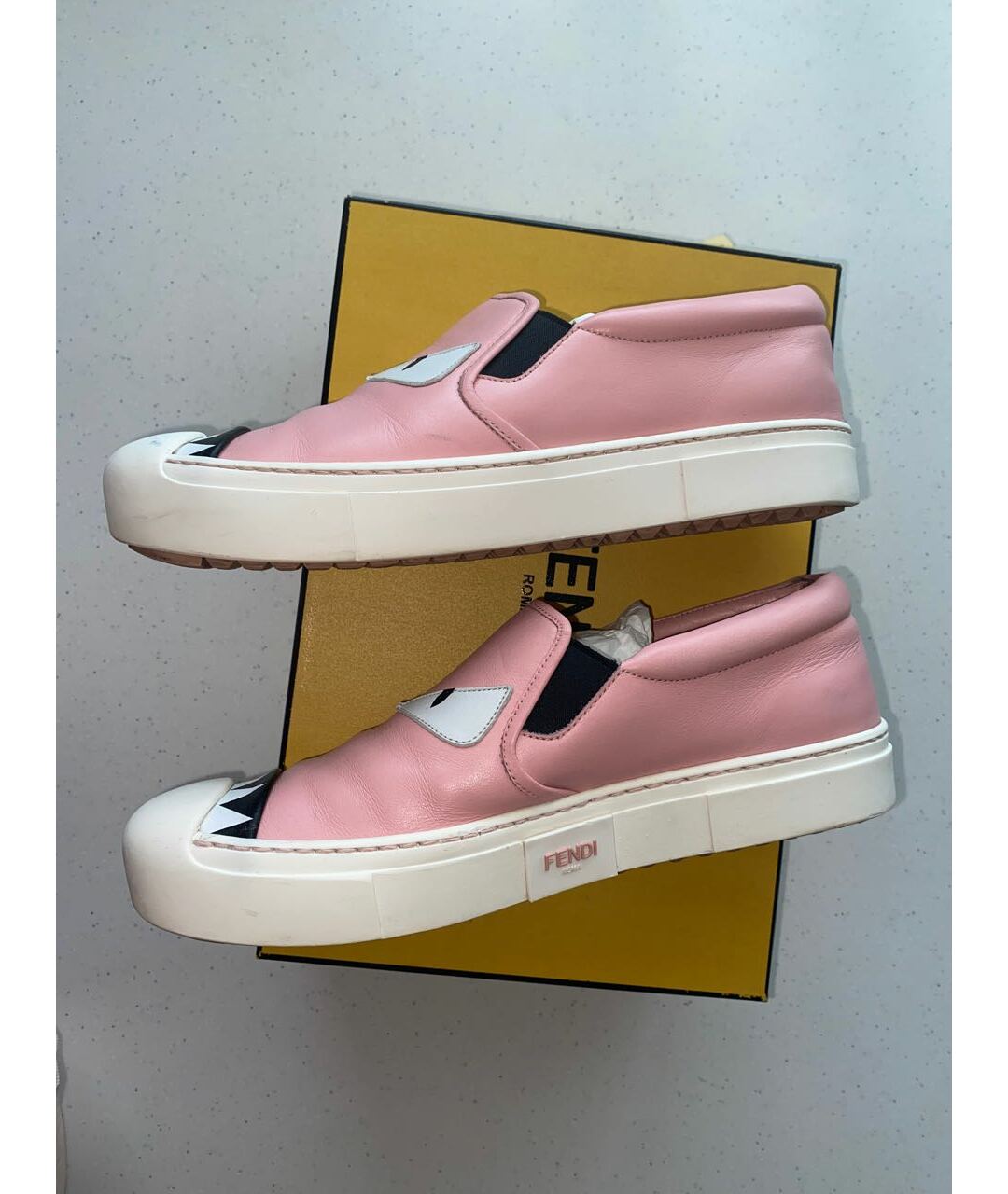 FENDI Розовые кожаные кроссовки, фото 7
