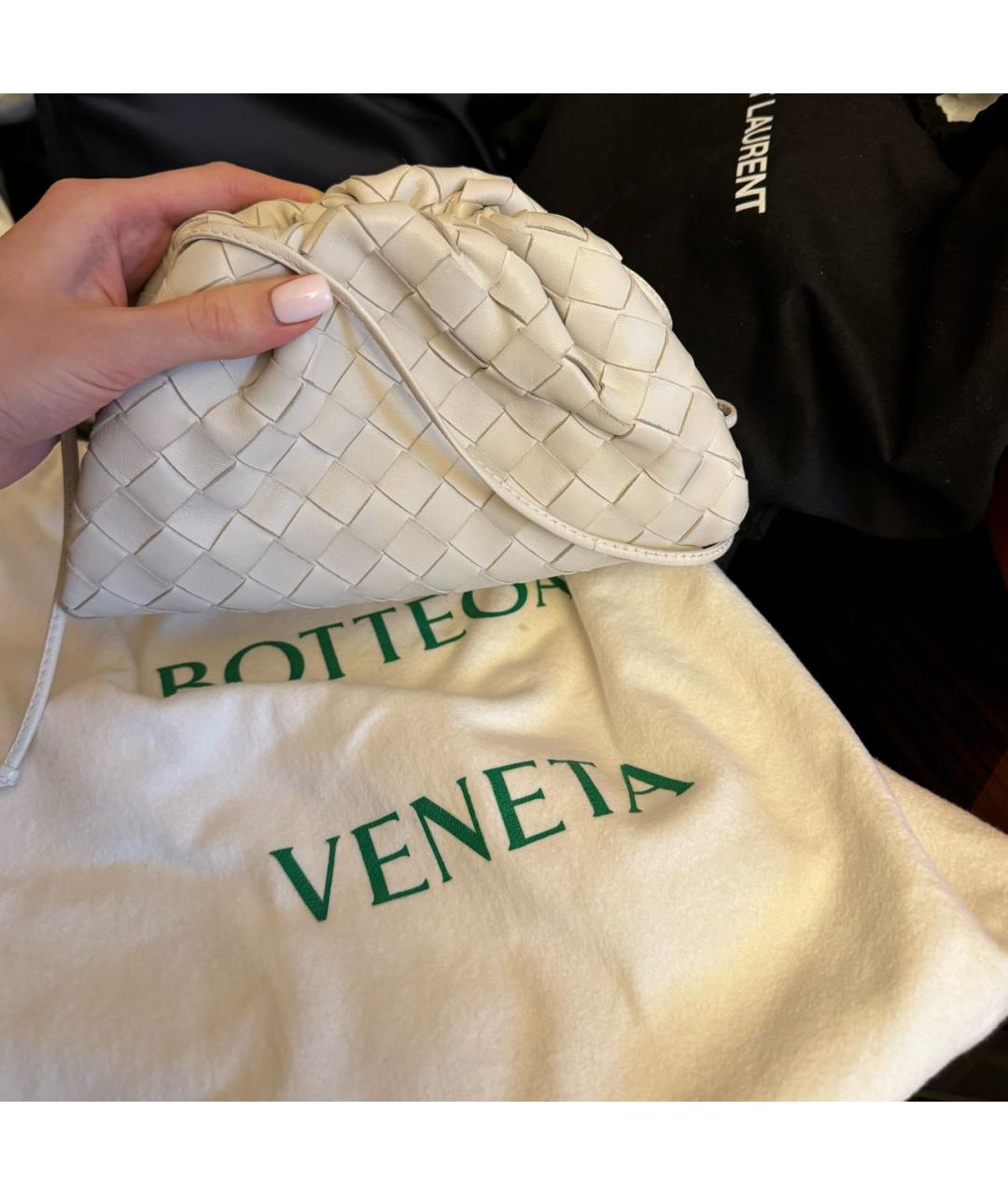 BOTTEGA VENETA Белая пелетеная сумка через плечо, фото 3