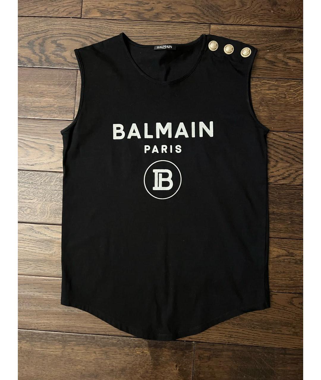 BALMAIN Черная хлопковая майка, фото 5