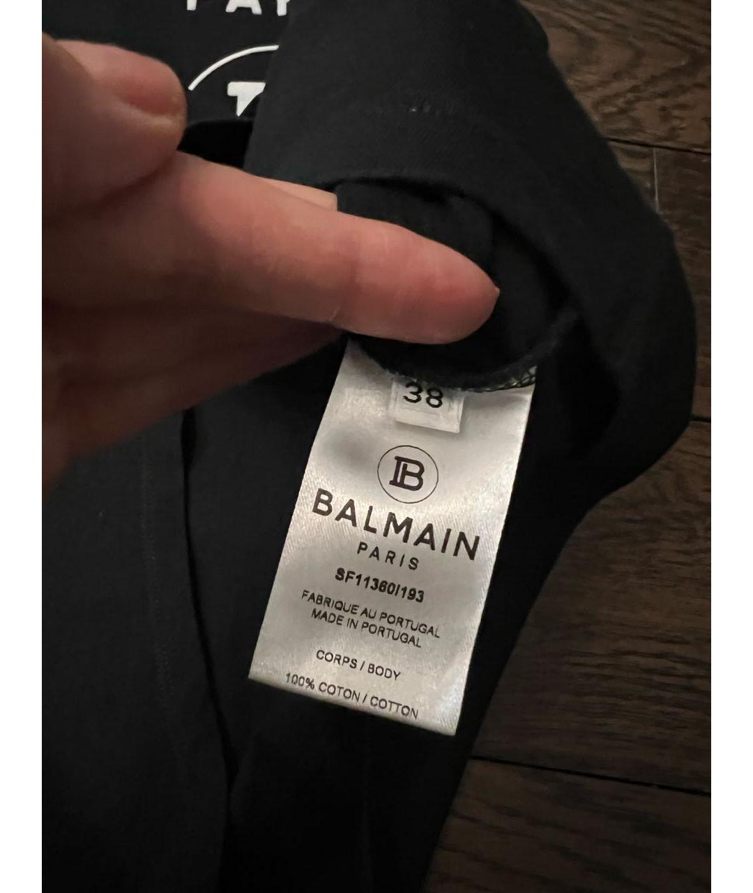 BALMAIN Черная хлопковая майка, фото 4