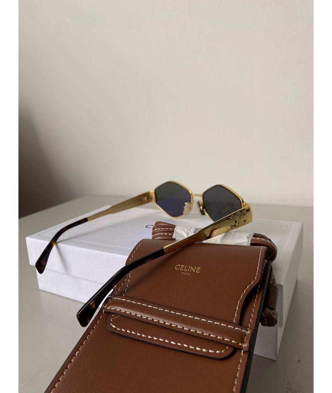 CELINE Золотые металлические солнцезащитные очки, фото 3