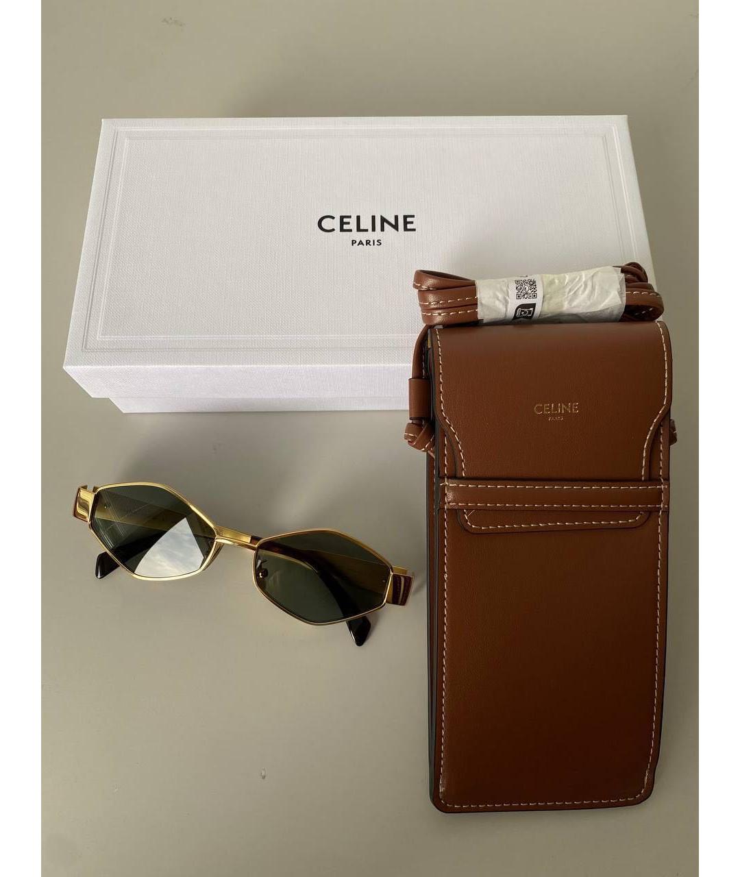 CELINE Золотые металлические солнцезащитные очки, фото 2