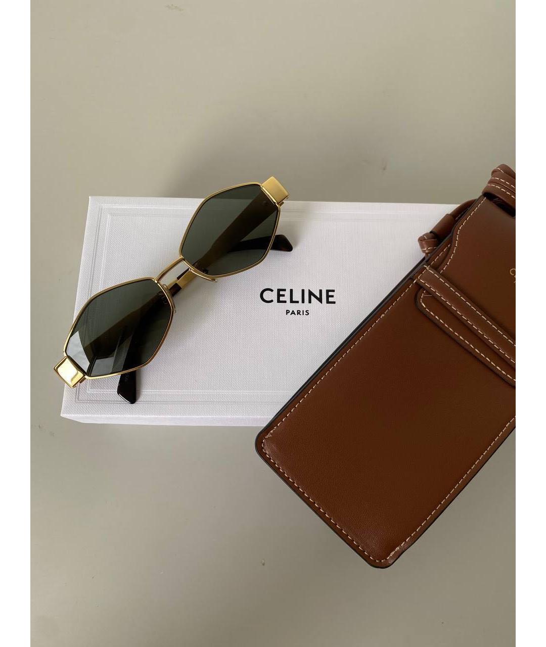 CELINE Золотые металлические солнцезащитные очки, фото 6