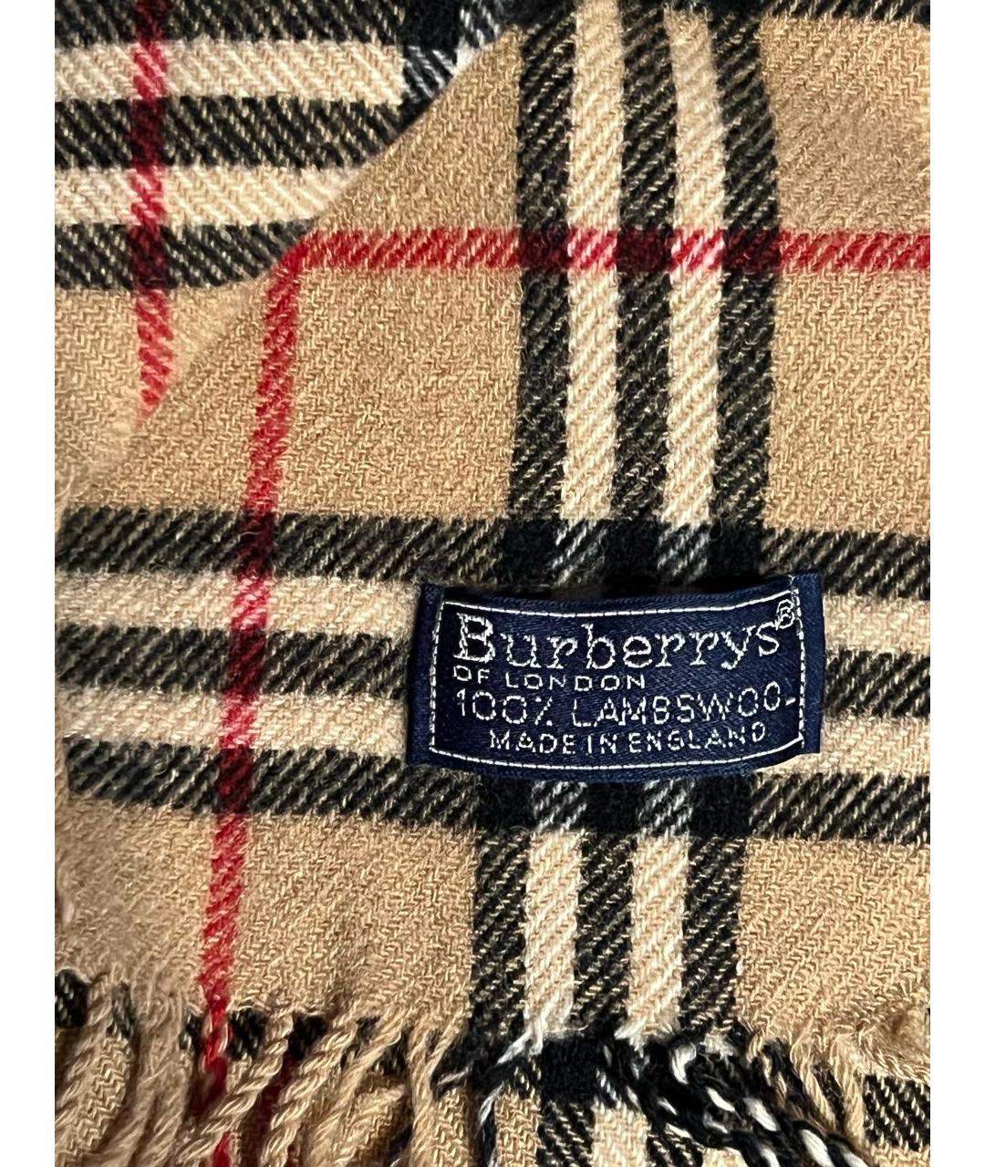 BURBERRY Бежевый шерстяной шарф, фото 3