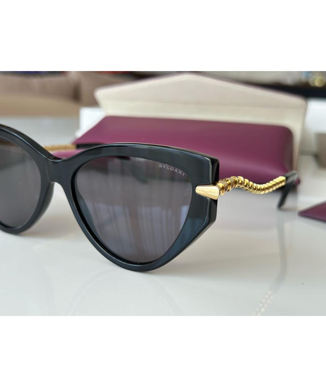 BVLGARI Черные пластиковые солнцезащитные очки, фото 3