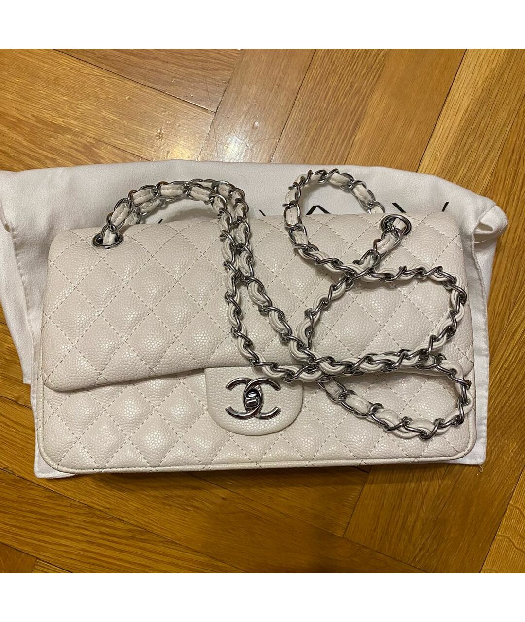 CHANEL PRE-OWNED Белая кожаная сумка тоут, фото 4