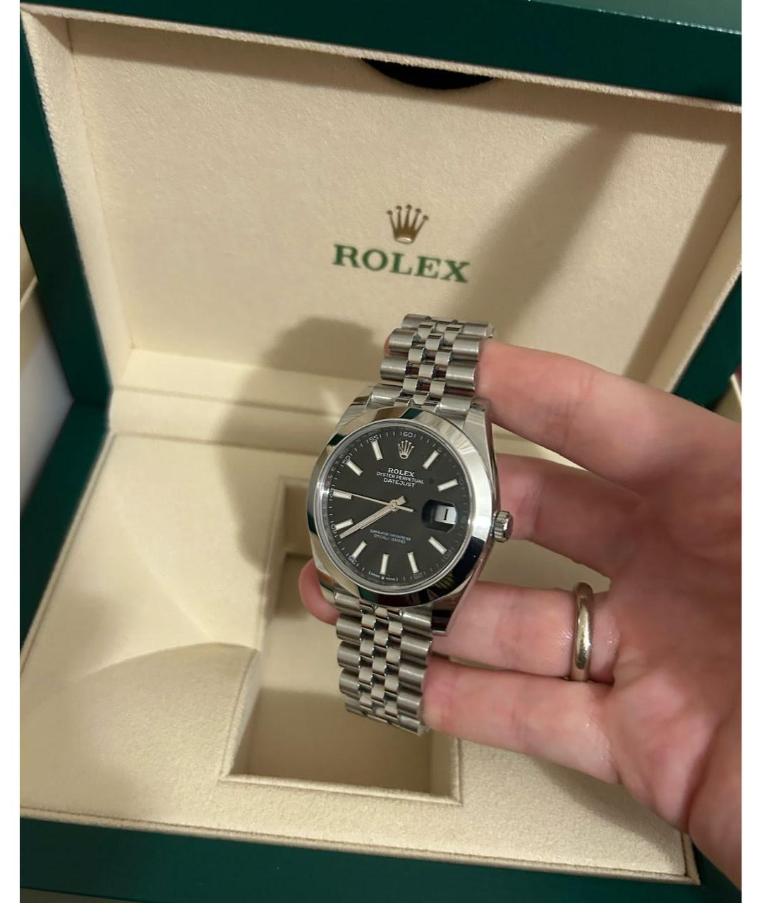 ROLEX Черные часы из белого золота, фото 4