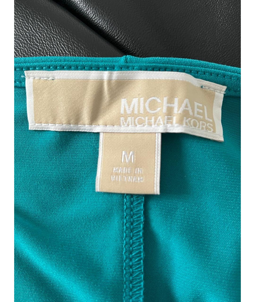 MICHAEL KORS Бирюзовое полиэстеровое коктейльное платье, фото 3