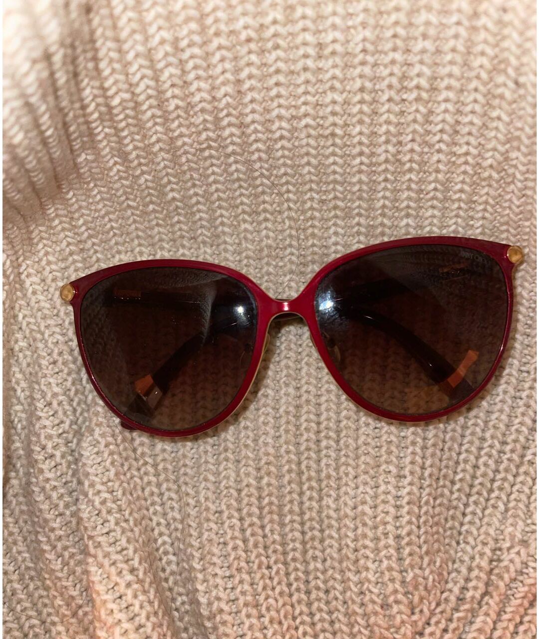 JIMMY CHOO Бордовые металлические солнцезащитные очки, фото 8