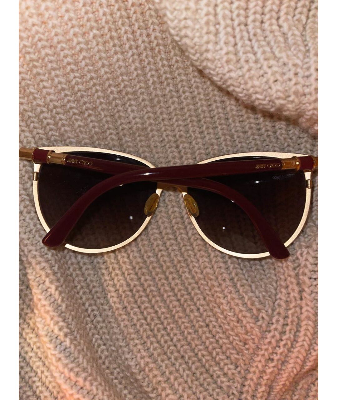 JIMMY CHOO Бордовые металлические солнцезащитные очки, фото 2