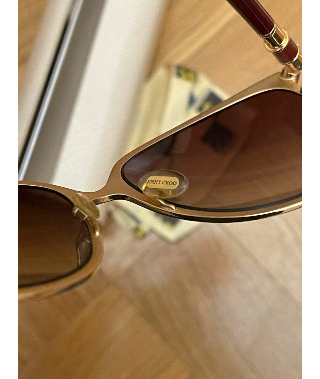 JIMMY CHOO Бордовые металлические солнцезащитные очки, фото 6