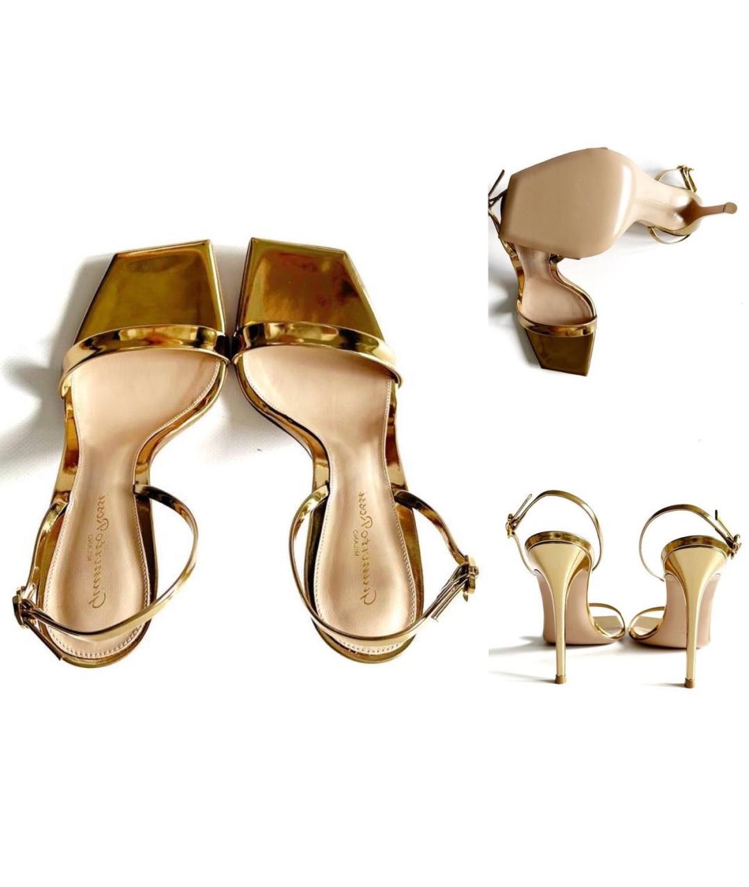 GIANVITO ROSSI Золотые кожаные босоножки, фото 3