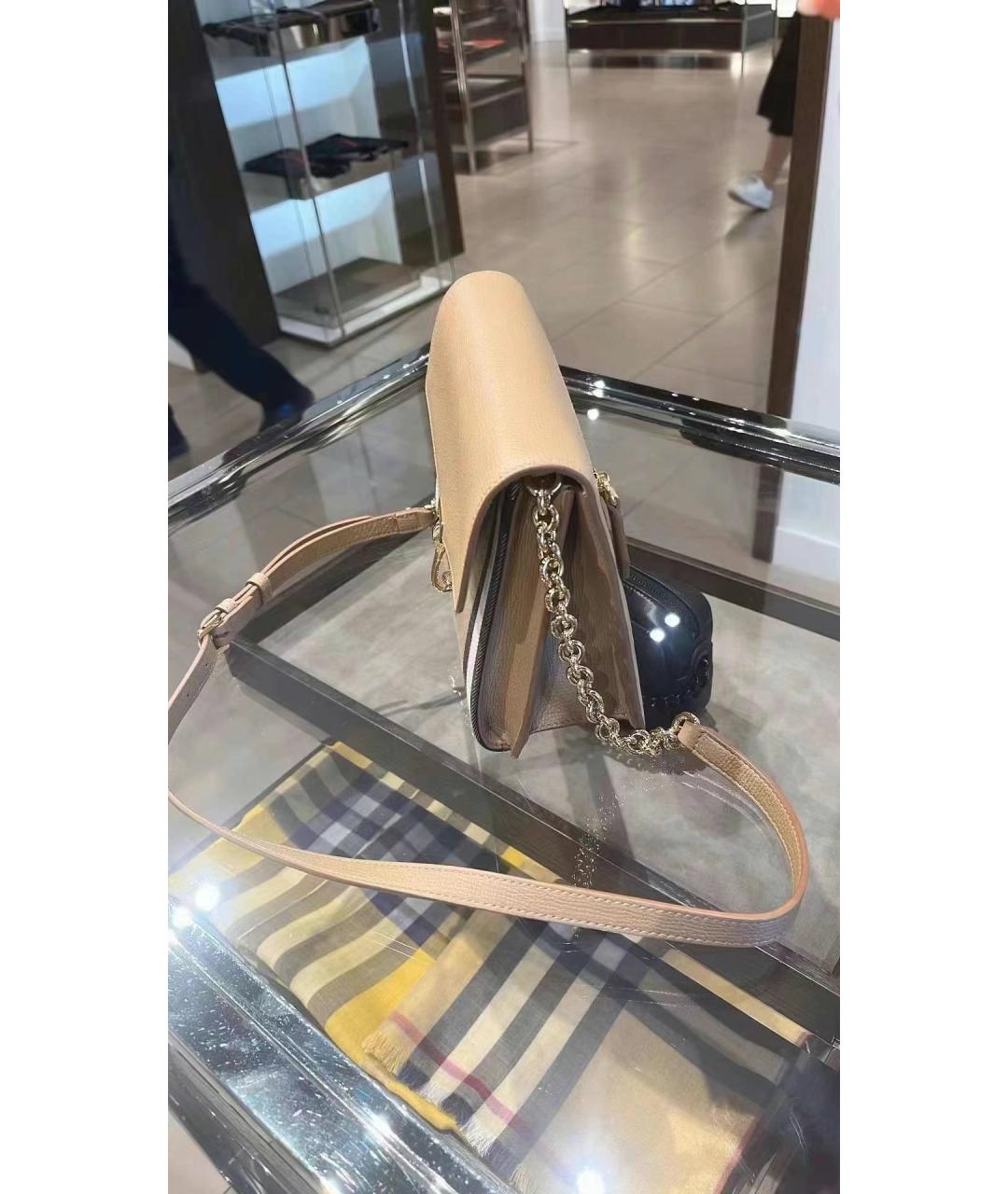 BURBERRY Бежевая кожаная сумка через плечо, фото 3