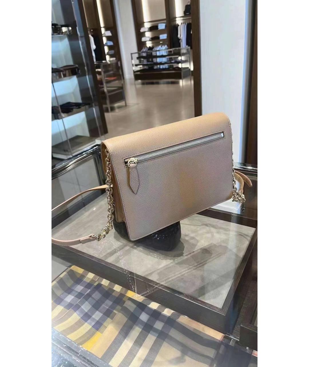 BURBERRY Бежевая кожаная сумка через плечо, фото 4