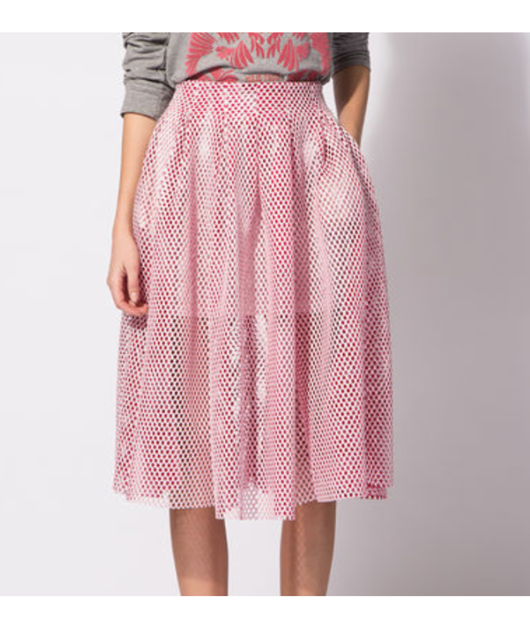 MAJE Розовая вискозная юбка миди, фото 4